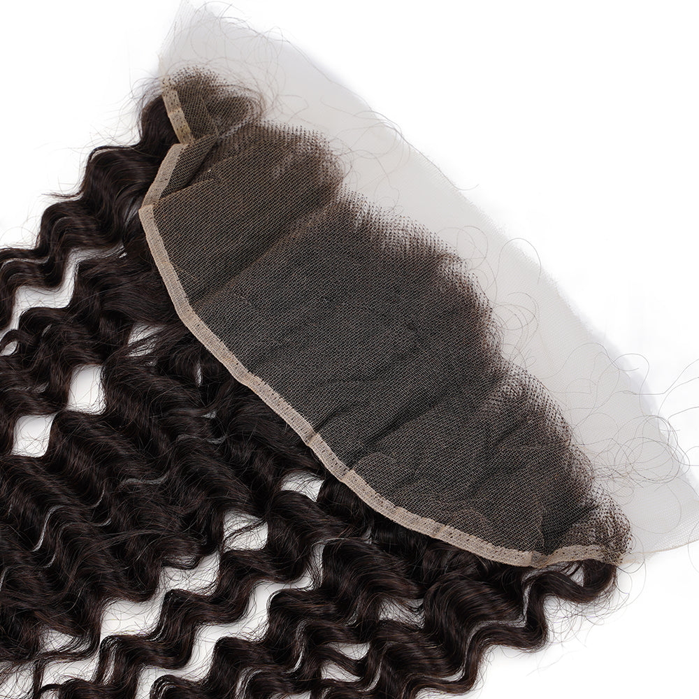 Deep Wave Natural Black 13*4 HD Frontal, 100% Human Hair