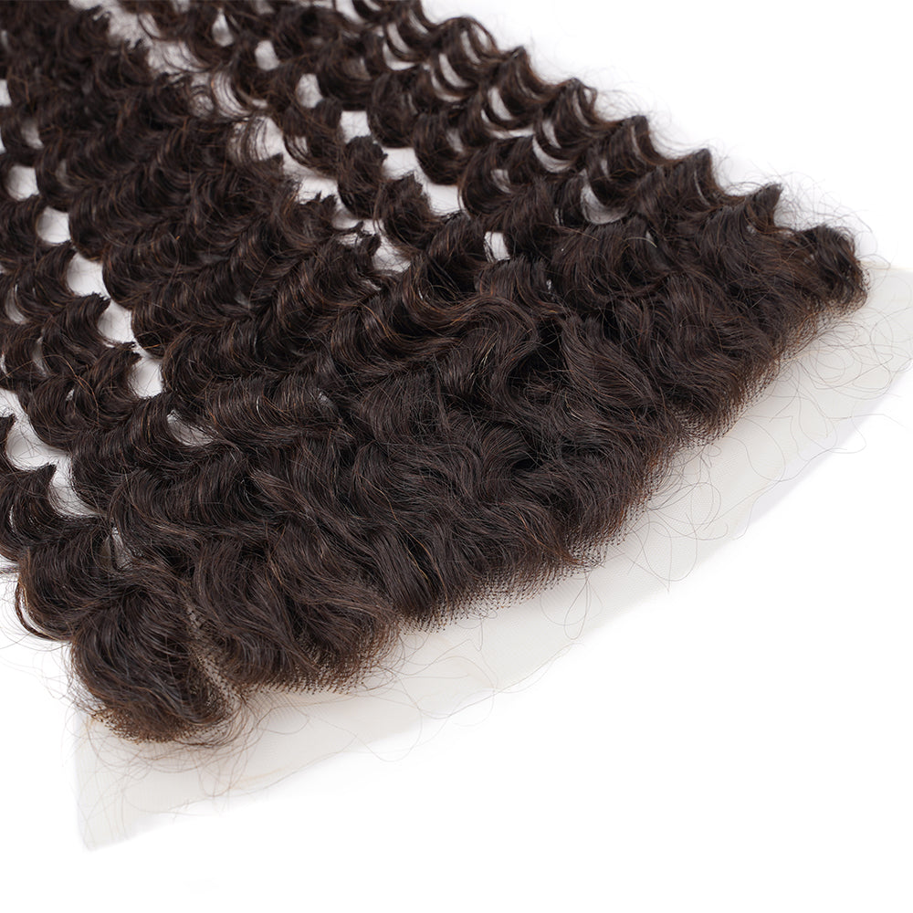 Deep Wave Natural Black 13*4 HD Frontal, 100% Human Hair