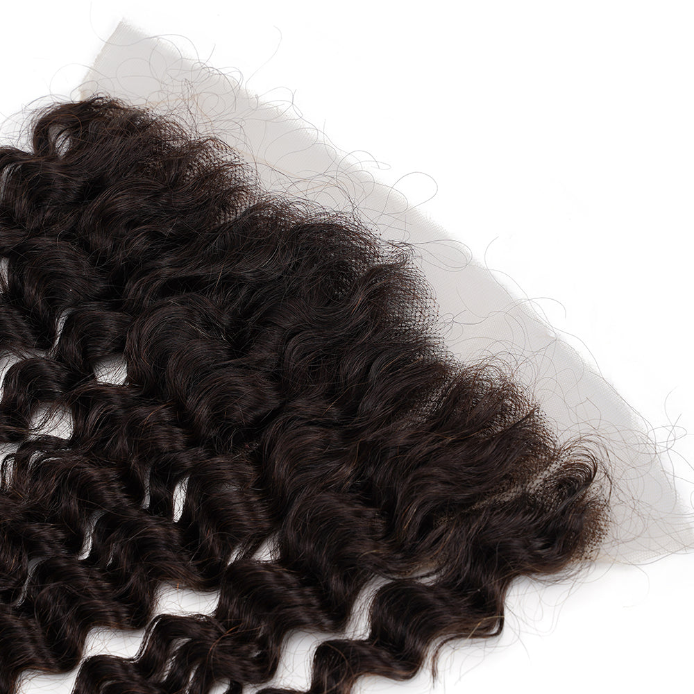 Deep Wave Natural Black 13*4 HD Frontal, 100% Human Hair