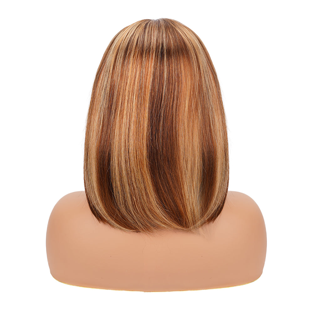 Straight Highlighted Piano Transparent Lace Bob Wig Closure 4*4 100% Human Hair