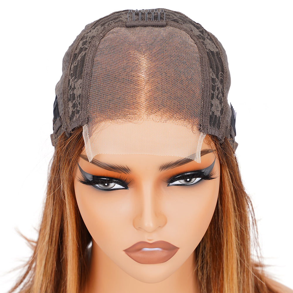 Straight Highlighted Piano Transparent Lace Bob Wig Closure 4*4 100% Human Hair