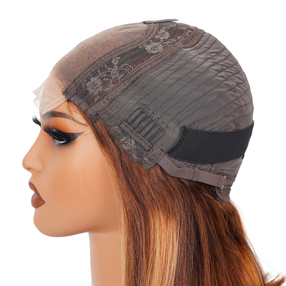 Straight Highlighted Piano Transparent Lace Bob Wig Closure 4*4 100% Human Hair