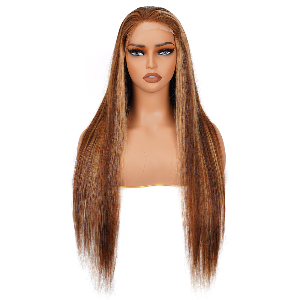 Straight Highlighted Piano Wig HD Lace Closure 4*4 100% Human Hair