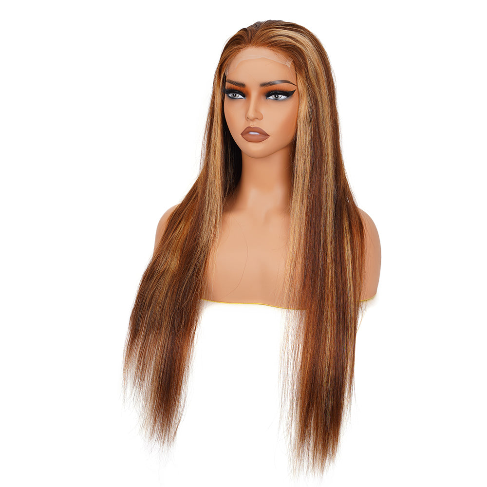 Straight Highlighted Piano Wig HD Lace Closure 4*4 100% Human Hair