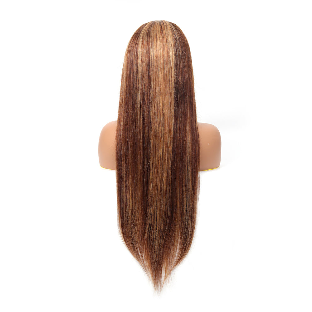 Straight Highlighted Piano Wig Transparent Full Frontal 13*4 100% Human Hair
