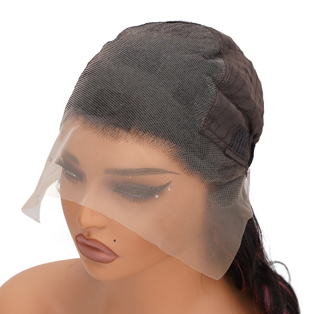 Body Wave Pink Highlight Full Frontal Wig 13*6 100% Human Hair