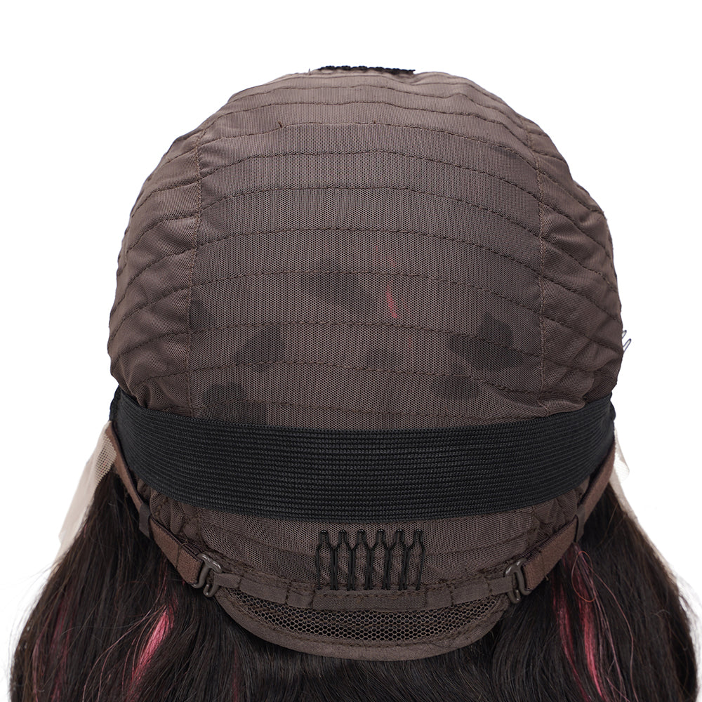 Body Wave Pink Highlight Full Frontal Wig 13*6 100% Human Hair