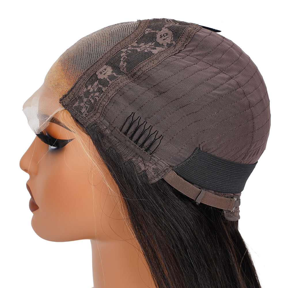 Straight Highlighted Honey Brown Bob Wig Transparent Lace Closure 4*4 100% Human Hair