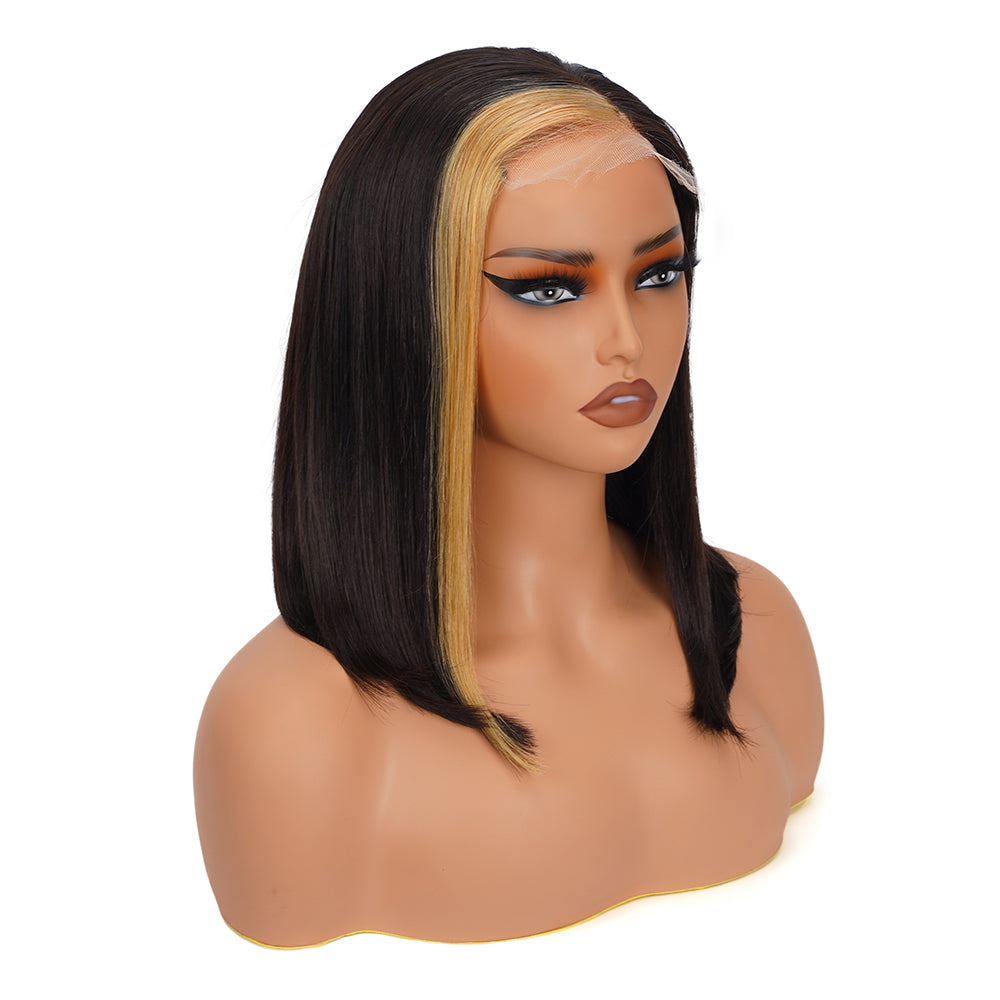 Straight Highlighted Honey Brown Bob Wig HD Lace Closure 4*4 100% Human Hair