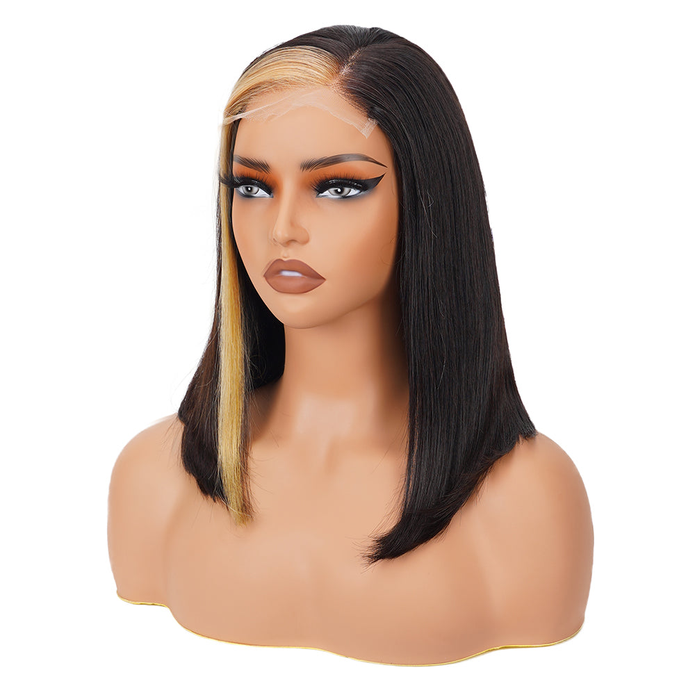 Straight Highlighted Honey Brown Bob Wig HD Lace Closure 4*4 100% Human Hair