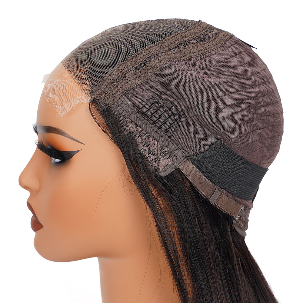 Straight Natural Black Bob Wig HD Lace Closure 4*4, 100% Human Hair