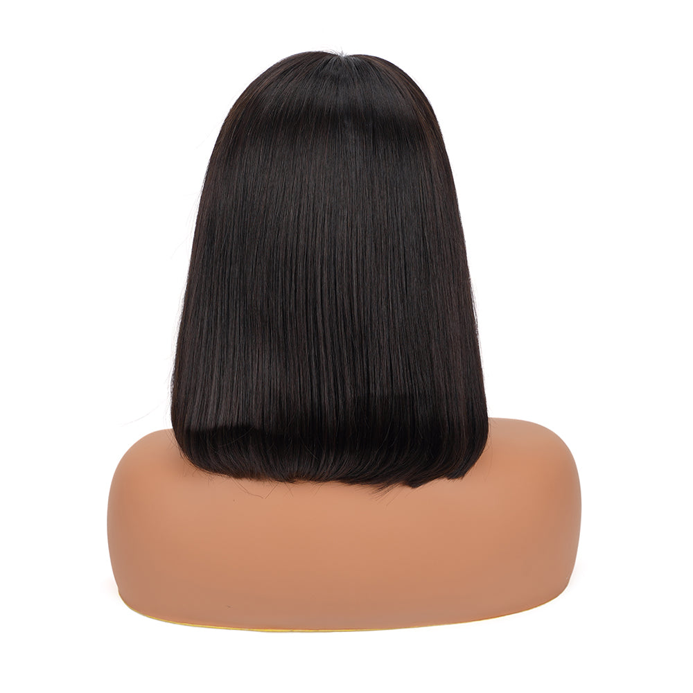 Straight Natural Black Bob Wig HD Lace Closure 5*5 100% Human Hair