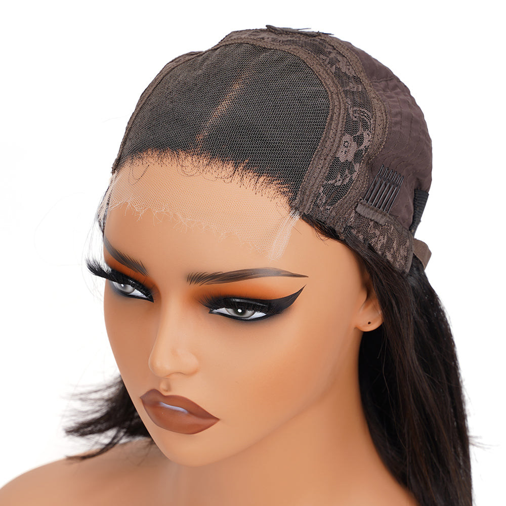 Straight Natural Black Bob Wig HD Lace Closure 5*5 100% Human Hair