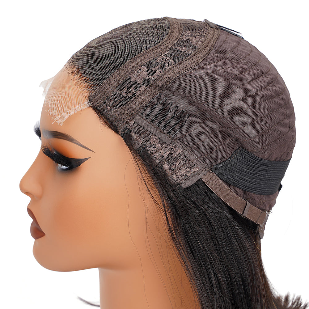 Straight Natural Black Bob Wig HD Lace Closure 5*5 100% Human Hair