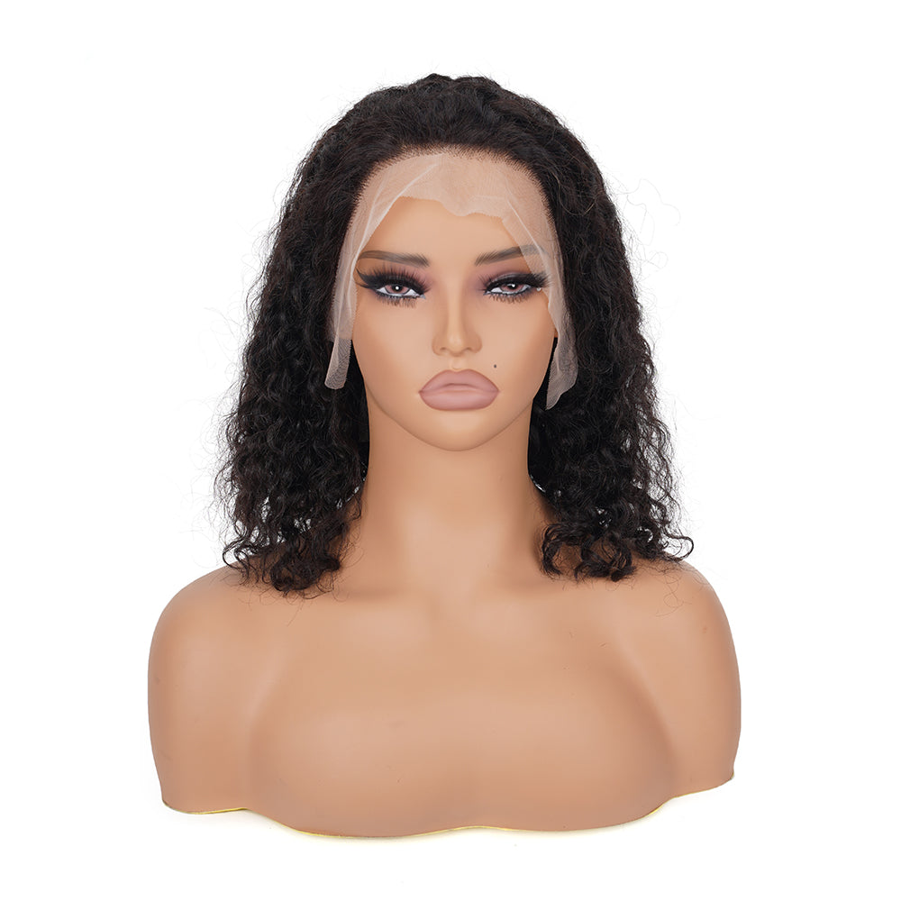 Water Wave Transparent Full Frontal Bob Wig 100% Human Hair