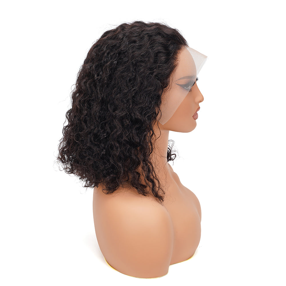 Water Wave Transparent Full Frontal Bob Wig 100% Human Hair