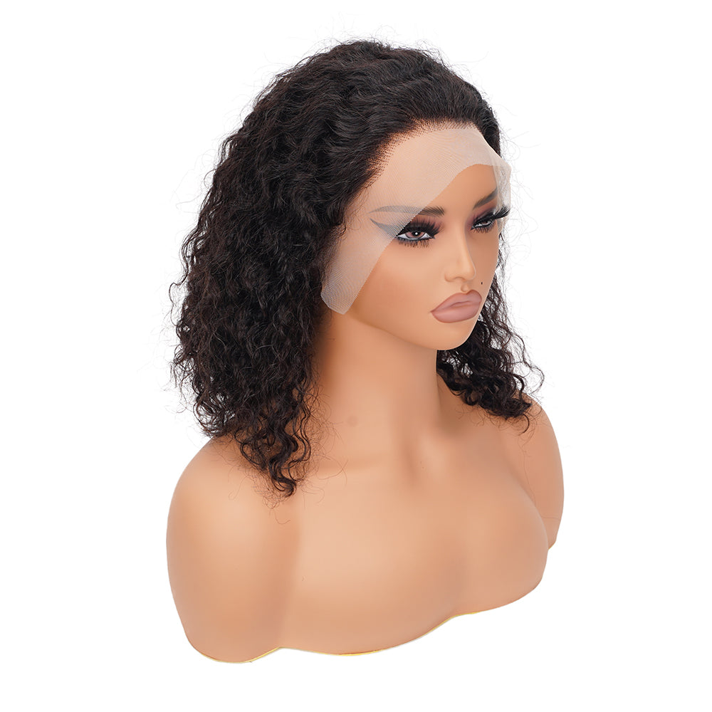 Water Wave Transparent Full Frontal Bob Wig 100% Human Hair