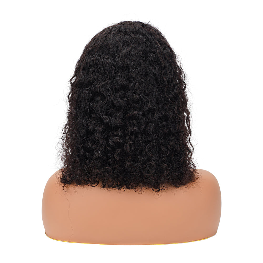 Water Wave Transparent Full Frontal Bob Wig 100% Human Hair