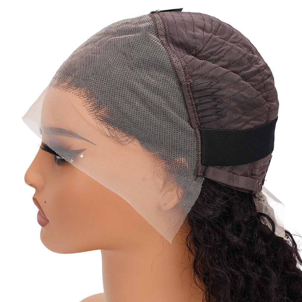 Water Wave Transparent Full Frontal Bob Wig 100% Human Hair