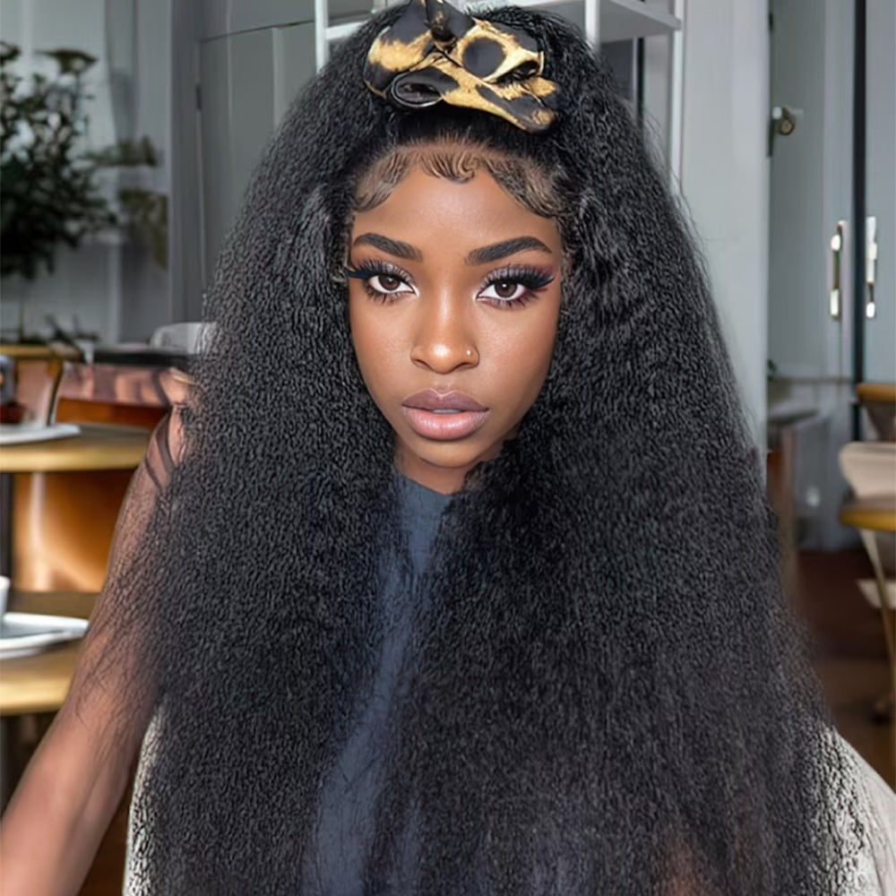 Kinky Straight Natural Black 13*4 Transparent Frontal, 100% Human Hair