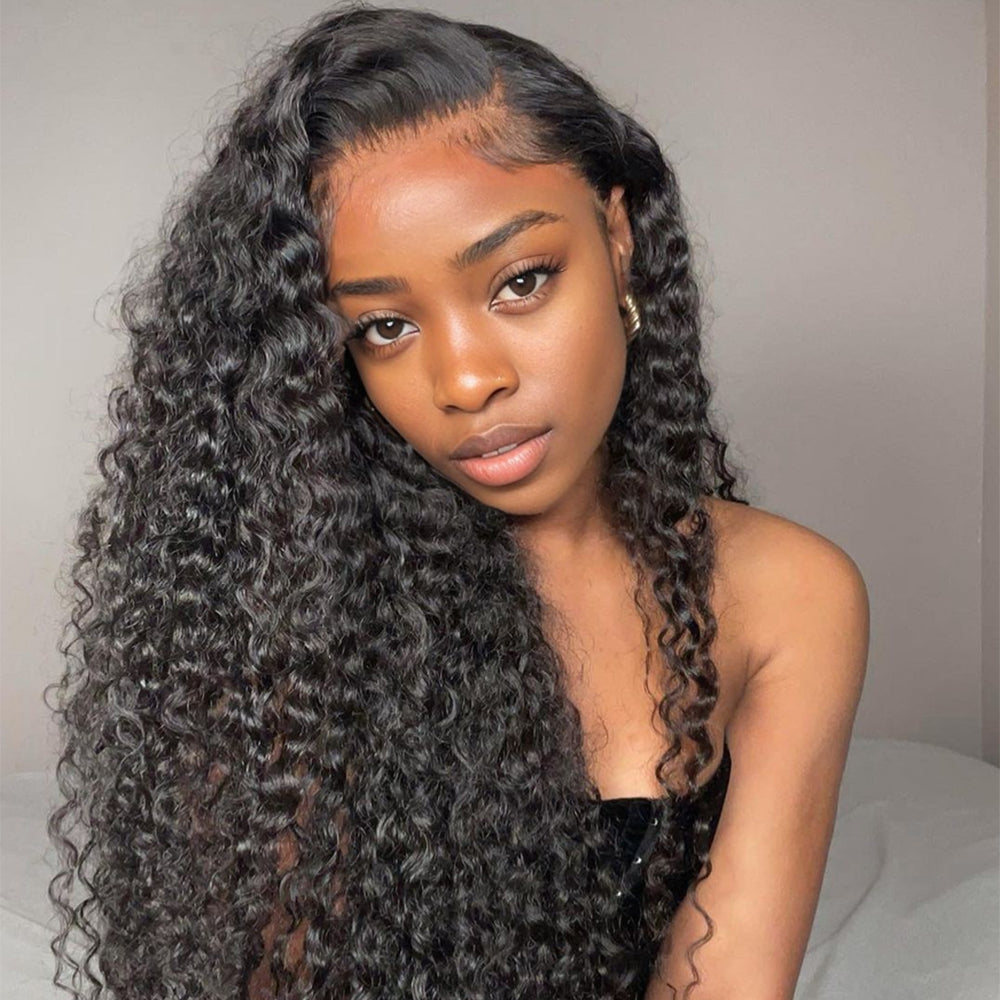 Deep Wave Natural Black 13*4 HD Frontal, 100% Human Hair