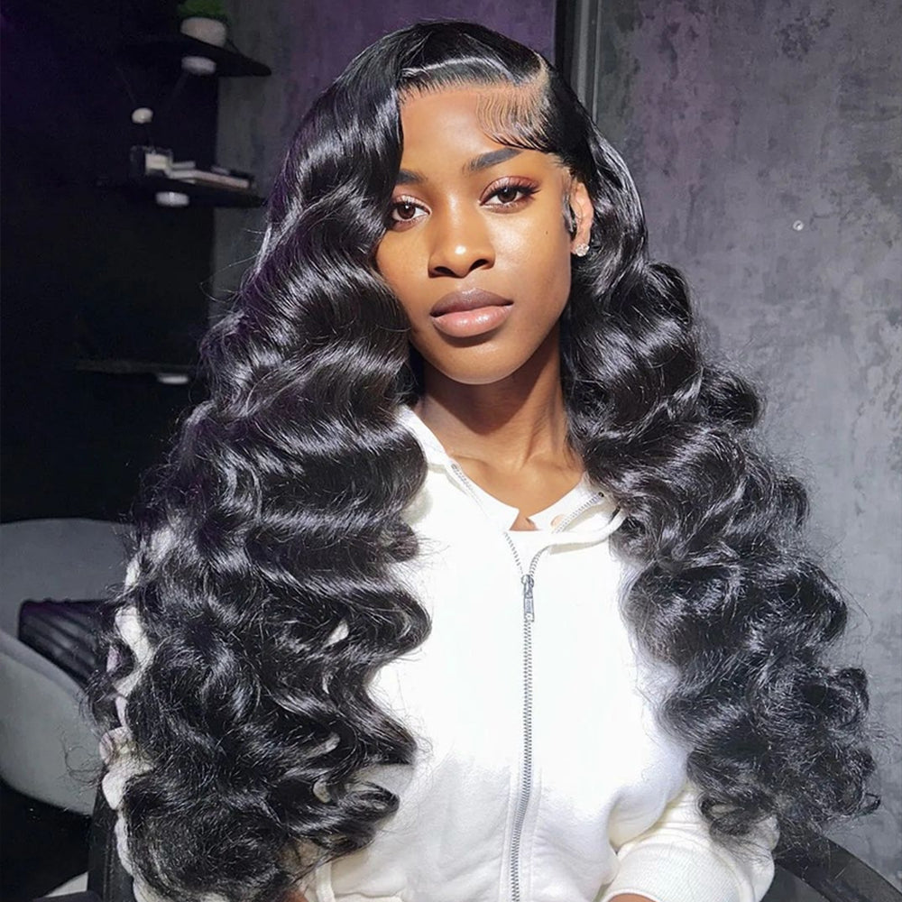 Loose Wave Natural Black 13*4 Transparent Frontal, 100% Human Hair