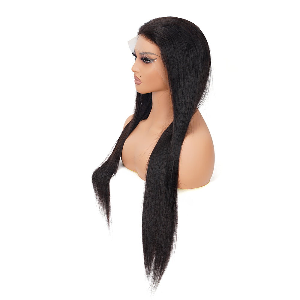 Straight Natural Black Wig HD Full Frontal 13*4 100% Human Hair