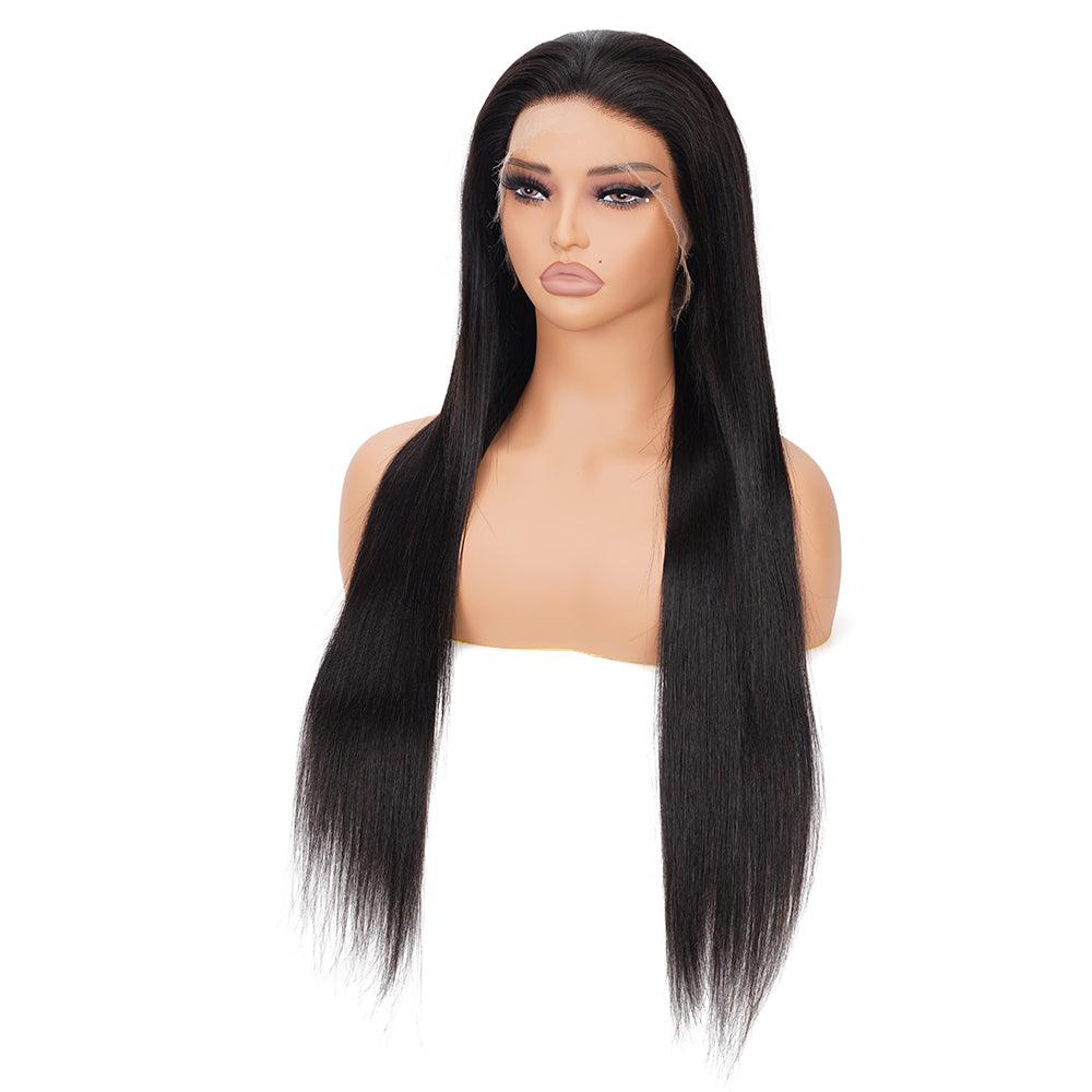 Straight Natural Black Wig HD Full Frontal 13*4 100% Human Hair