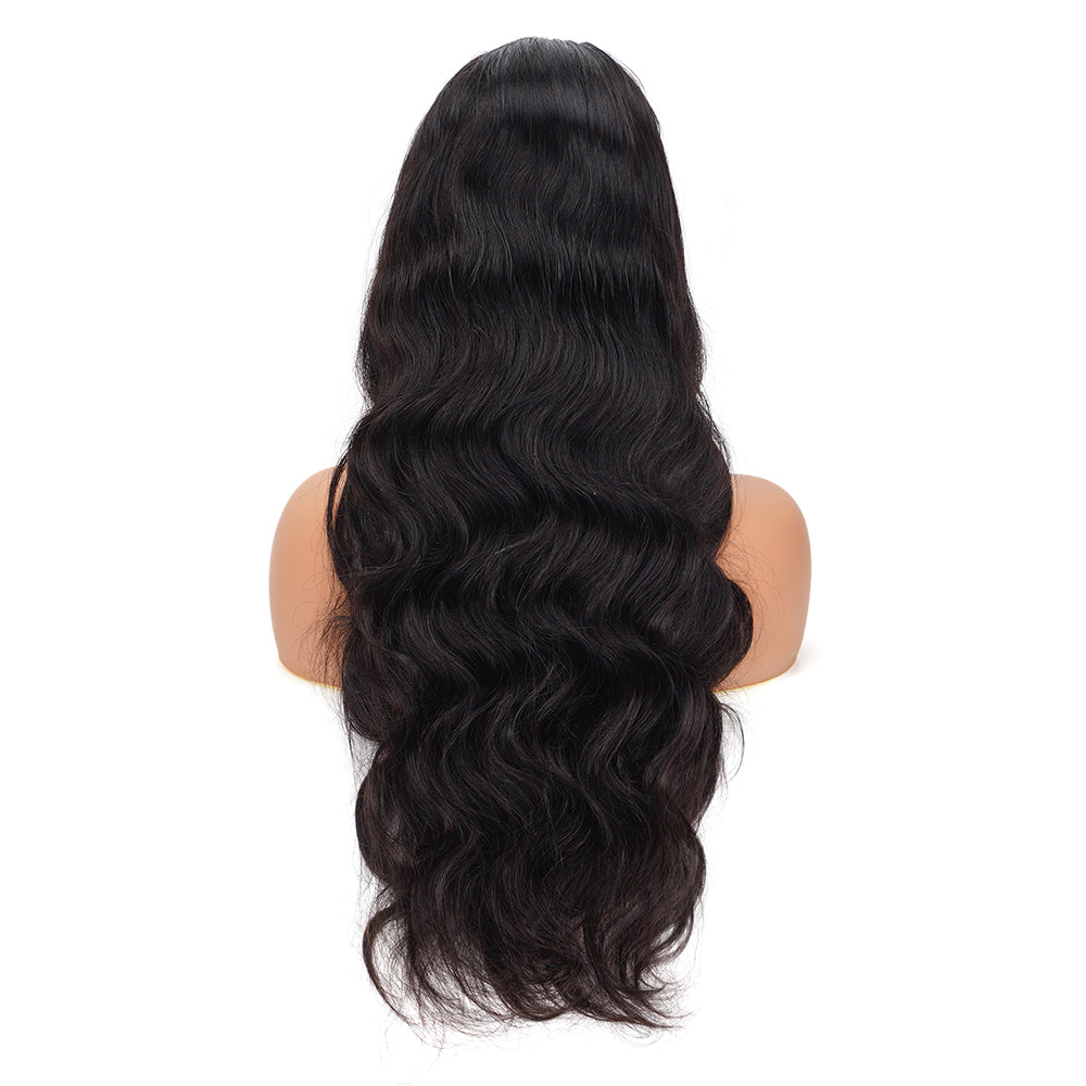 Body Wave Natural Black Wig HD Full Frontal 13*4 100% Human Hair