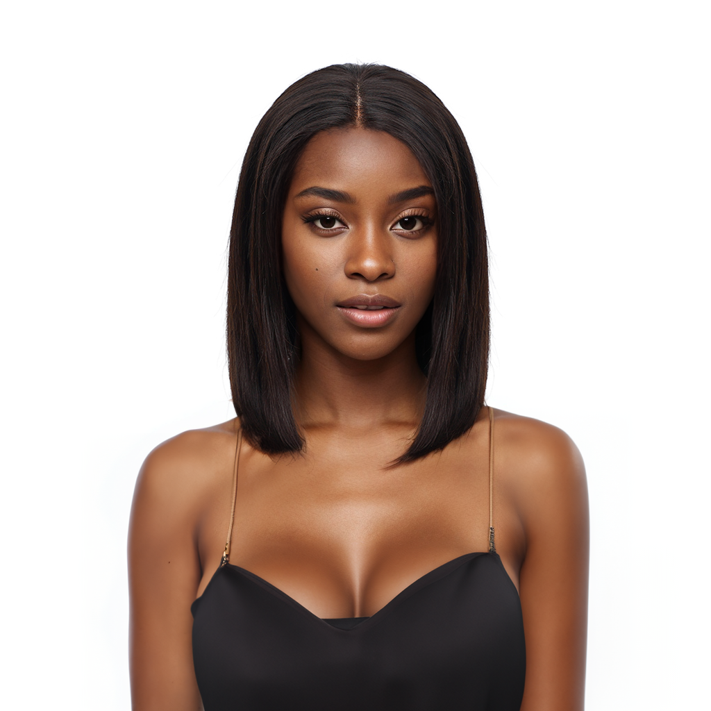 Straight Natural Black Bob Wig HD Lace Closure 5*5 100% Human Hair
