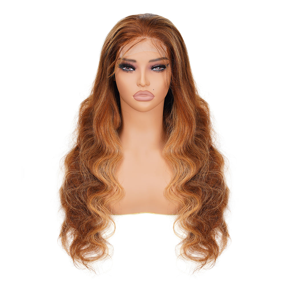 Body Wave Highlighted Piano Wig Transparent Lace Closure 4*4 100% Human Hair