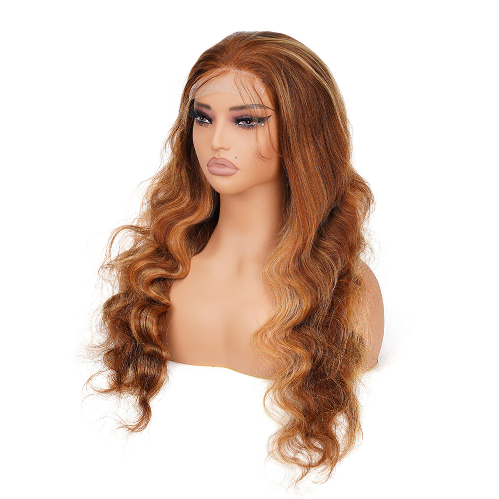 Body Wave Highlighted Piano Wig Transparent Lace Closure 4*4 100% Human Hair