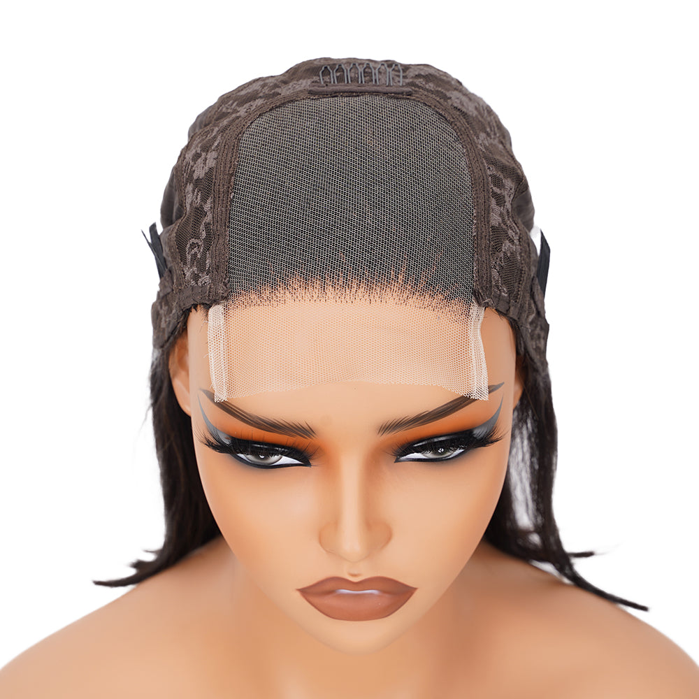 Straight Natural Black Bob Wig Transparent Lace Closure 4*4 100% Human Hair