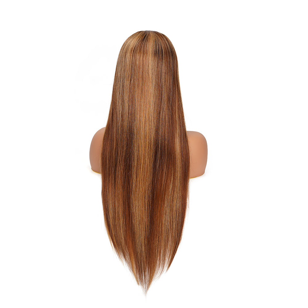 Straight Highlighted Piano Wig Transparent Lace Closure 4*4 100% Human Hair