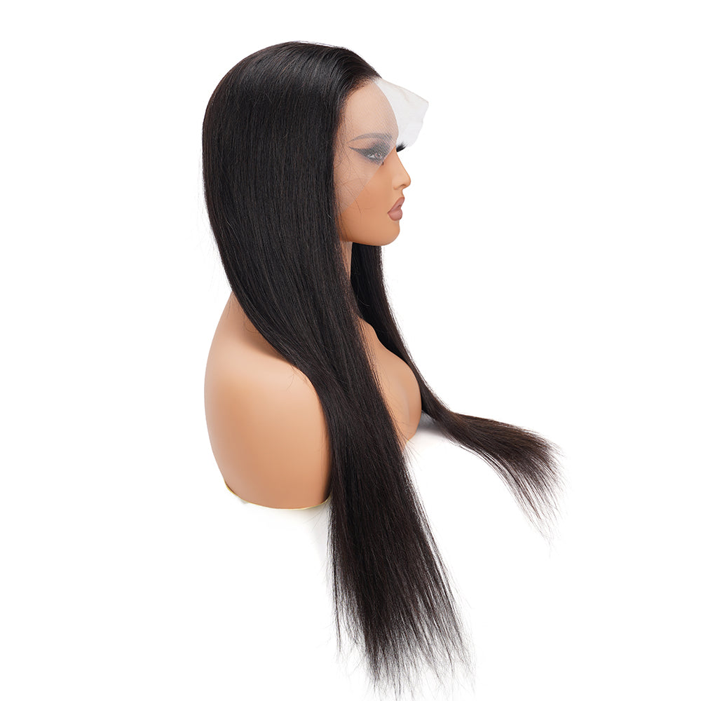 Straight Natural Black Transparent Full Lace Wig 100% Human Hair