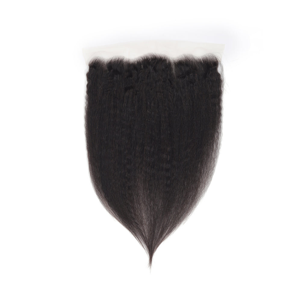 Kinky Straight Natural Black 13*4 Transparent Frontal, 100% Human Hair