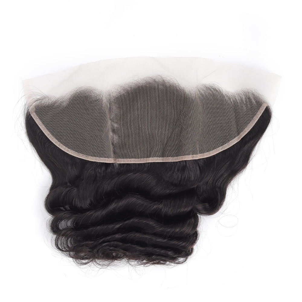 Loose Wave Natural Black 13*4 Transparent Frontal, 100% Human Hair