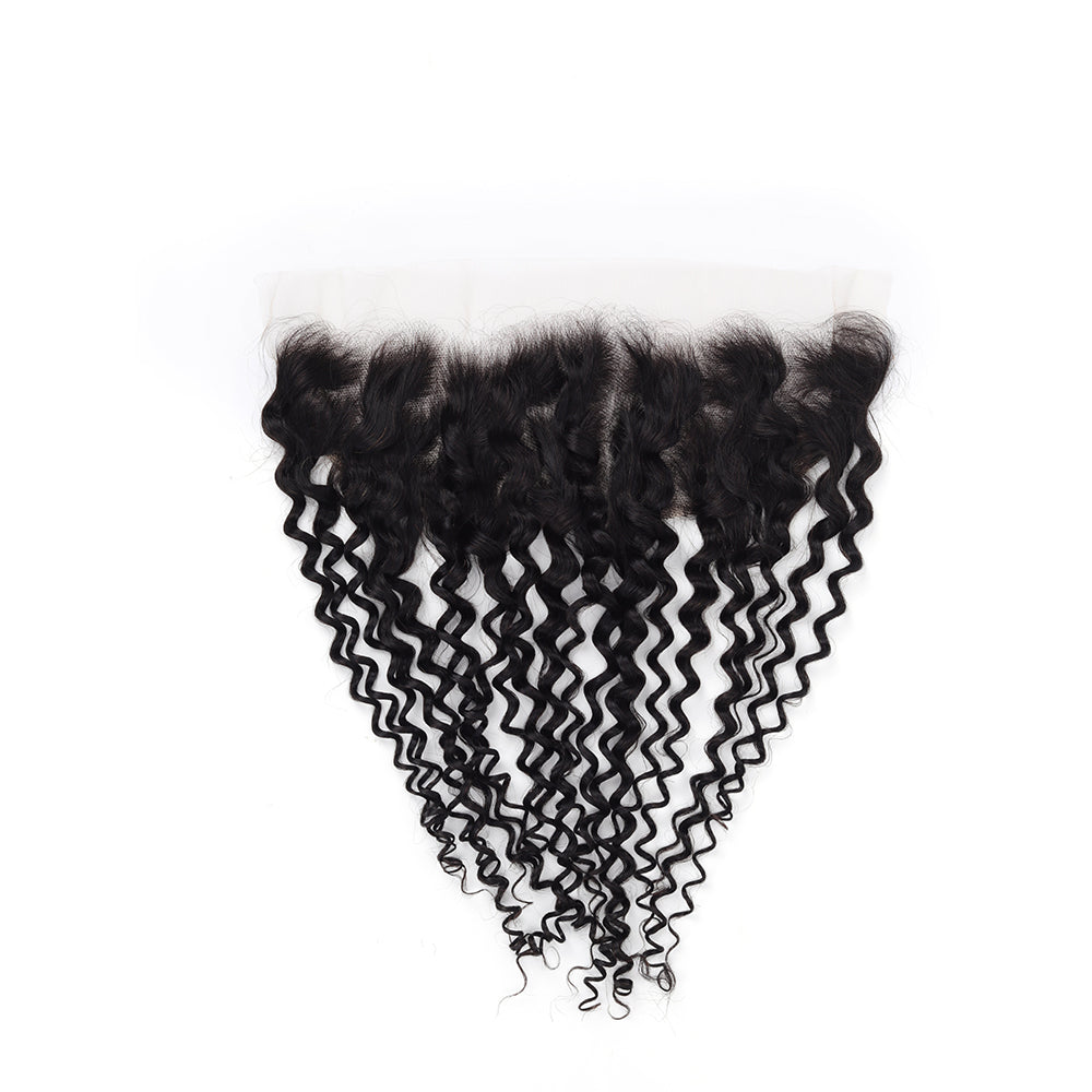 Water Wave Natural Black 13*4 Transparent Frontal, 100% Human Hair