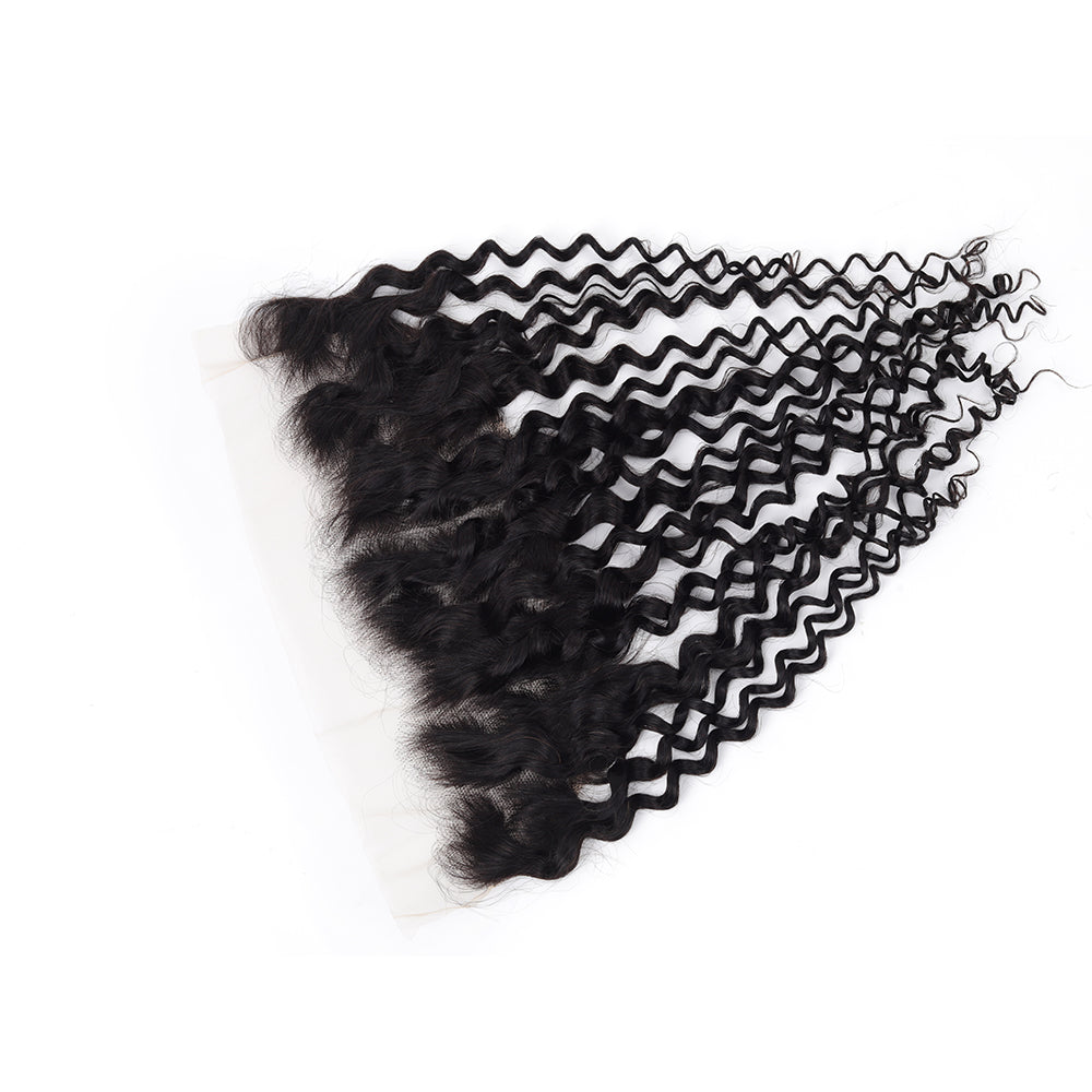Water Wave Natural Black 13*4 Transparent Frontal, 100% Human Hair