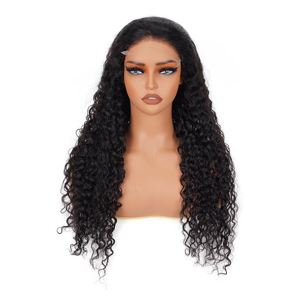 Water Wave Natural Black Wig HD Lace Closure 5*5 100% Human Hair