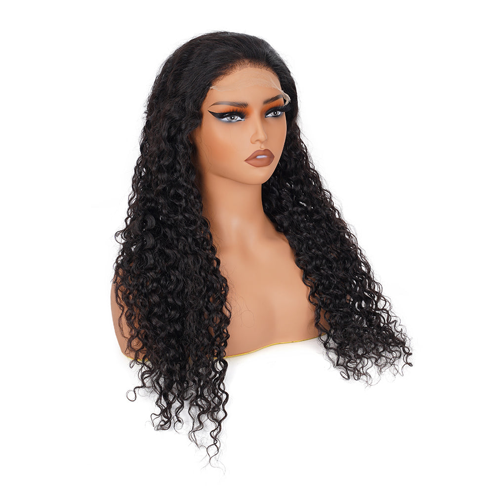 Water Wave Natural Black Wig HD Lace Closure 5*5 100% Human Hair