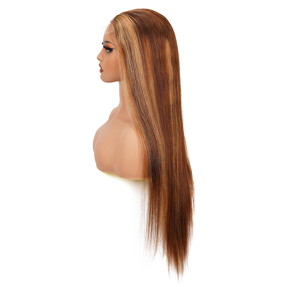 Straight Highlighted Piano Wig HD Lace Closure 4*4 100% Human Hair