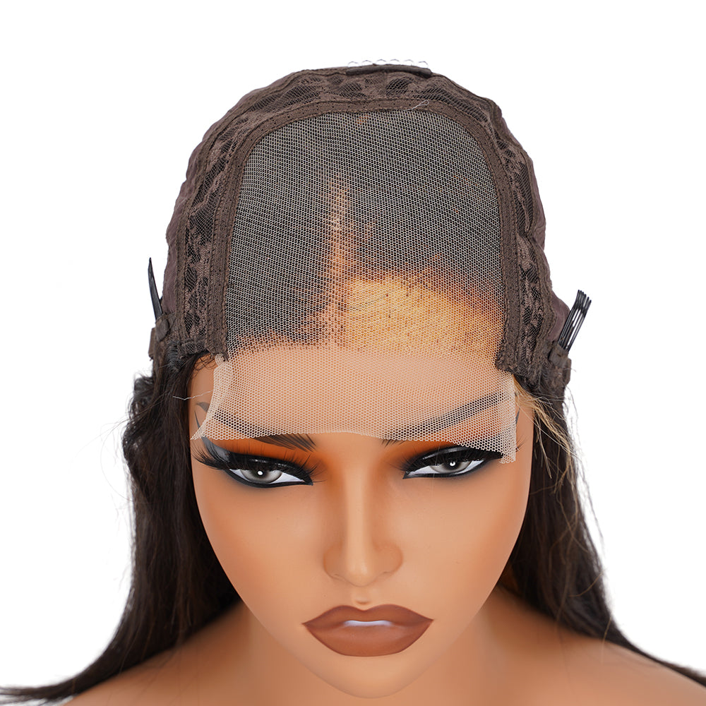 Straight Highlighted Honey Brown Bob Wig Transparent Lace Closure 4*4 100% Human Hair