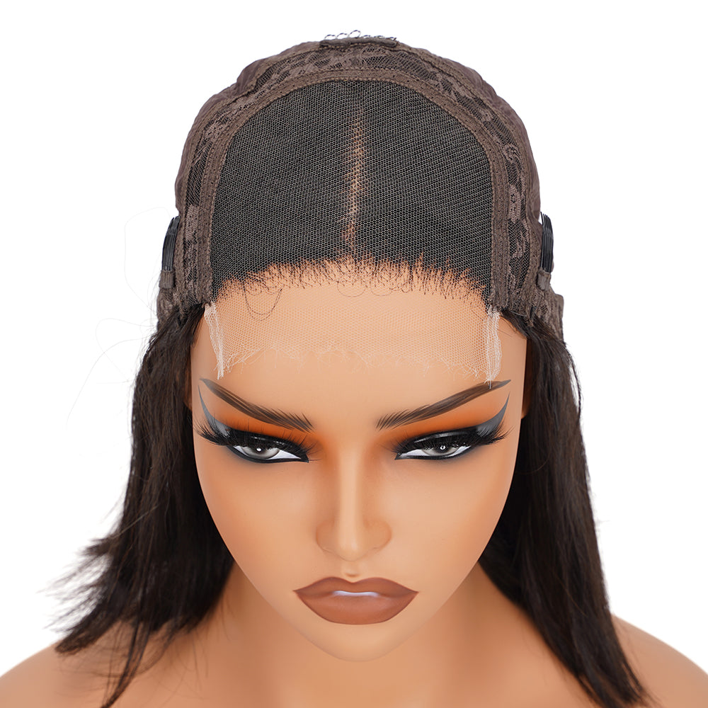 Straight Natural Black Bob Wig HD Lace Closure 5*5 100% Human Hair