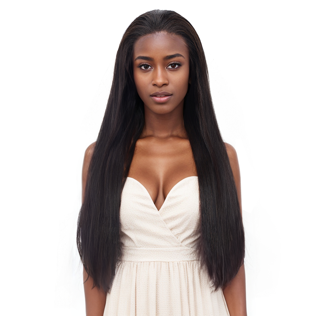 Straight Natural Black Wig Transparent Full Frontal 13*4 High Density 100% Human Hair